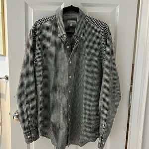 Peter Millar Button Down Dress Shirt Black Gingham Size L